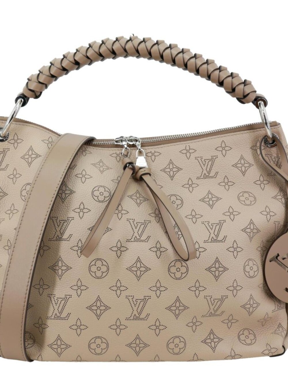 Louis Vuitton  Beaubourg Mahina MM Leather Hobo Shoulder Bag Cream